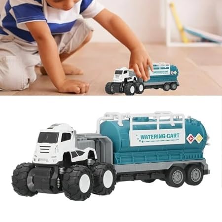 WHITE BIRD Friction Powered Fire Rescue Transport Truck Toy for Kids Boys Die cast Alloy Fire Fighter Truck with Rotating Ladder Crane Toys Pull Back Miniature Vehicle Gift (Multicolor)