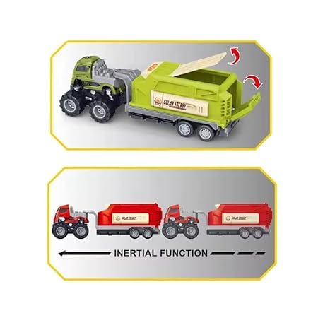 WHITE BIRD Friction Powered Fire Rescue Transport Truck Toy for Kids Boys Die cast Alloy Fire Fighter Truck with Rotating Ladder Crane Toys Pull Back Miniature Vehicle Gift (Multicolor)