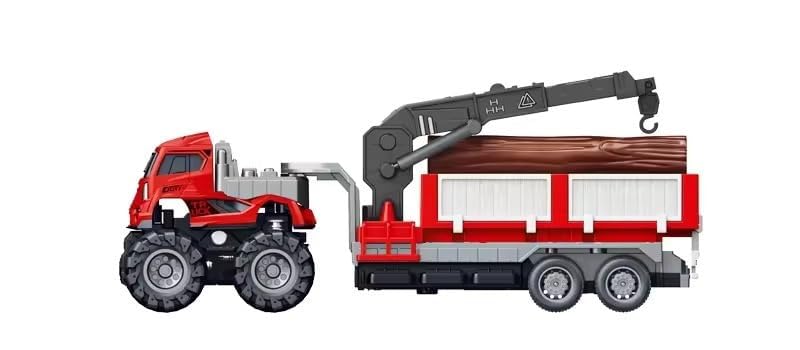 WHITE BIRD Friction Powered Fire Rescue Transport Truck Toy for Kids Boys Die cast Alloy Fire Fighter Truck with Rotating Ladder Crane Toys Pull Back Miniature Vehicle Gift (Multicolor)