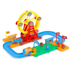 YGOG New Kids Plastic Train Track Set Toy with Sound and Lights for Kids (Multicolor) (Ferris Wheel Train Set)