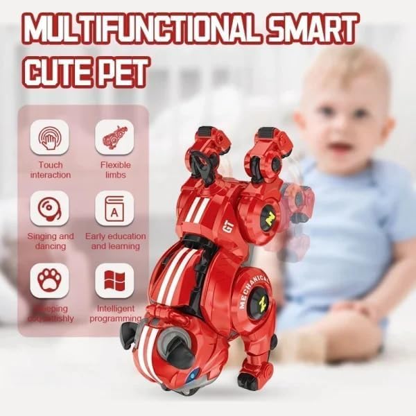 Relizaa Robot Dog for Kids, Remote Control Robot Rechargeable Programing Stunt Robo Dog with Sing, Dance, Touch Function, Robotic Dog Toy for Boys Ages 5+ Birthday Gifts, Red(Stunt Dog Pet Red)