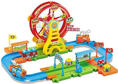 YGOG New Kids Plastic Train Track Set Toy with Sound and Lights for Kids (Multicolor) (Ferris Wheel Train Set)