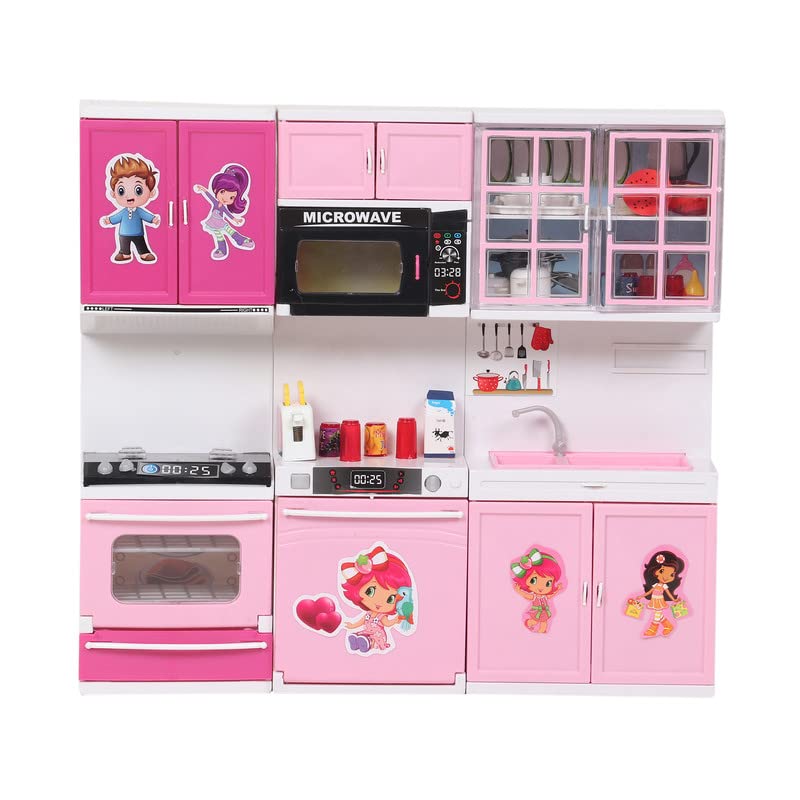 VGRASSP Musical Kitchen Set Toy for Kids Girl with Sound and Light Up Stove Interactive Kitchen cooking Toy Set