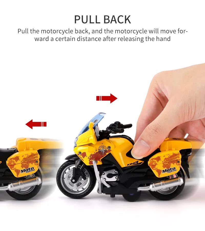 PLUSPOINT Diecast Motorcycle Toy Bike Scale Model Pull Back Vehicles Alloy Simulation Superbike Alloy Tank, Look Alike Models Also for Car Dashboard, Kids, Adult