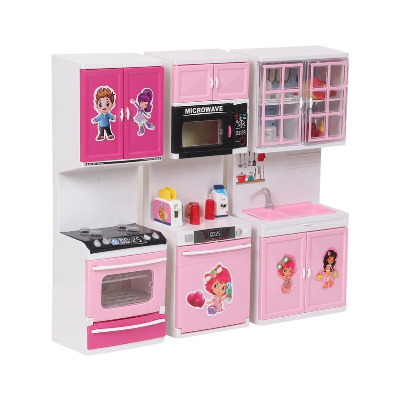 VGRASSP Musical Kitchen Set Toy for Kids Girl with Sound and Light Up Stove Interactive Kitchen cooking Toy Set