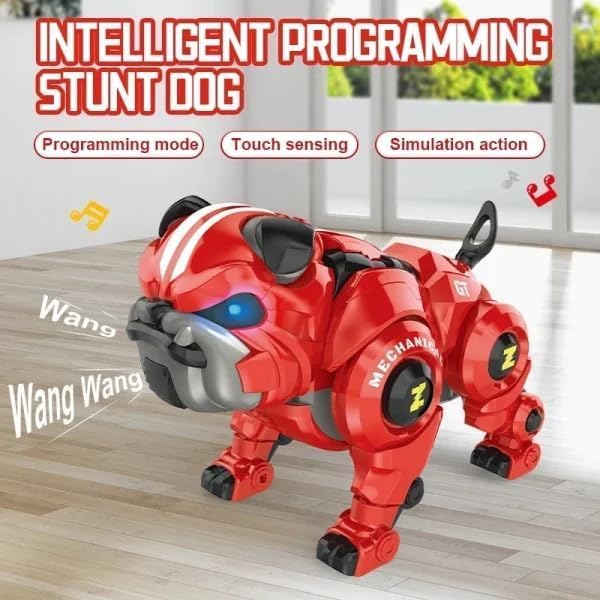 Relizaa Robot Dog for Kids, Remote Control Robot Rechargeable Programing Stunt Robo Dog with Sing, Dance, Touch Function, Robotic Dog Toy for Boys Ages 5+ Birthday Gifts, Red(Stunt Dog Pet Red)