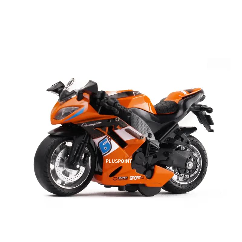 PLUSPOINT Diecast Motorcycle Toy Bike Scale Model Pull Back Vehicles Alloy Simulation Superbike Alloy Tank, Look Alike Models Also for Car Dashboard, Kids, Adult