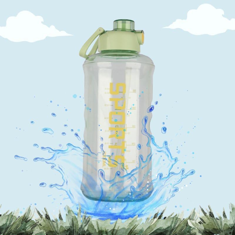 SADVIDHYA Plastic 2 L Capacity Belt Straw Transparent Motivational Water Bottles With Time Marker Leak Proof & Break-Proof, Best Usage For Office/College/Gym/Travel Bottle Bpa-Free Fitness Sports