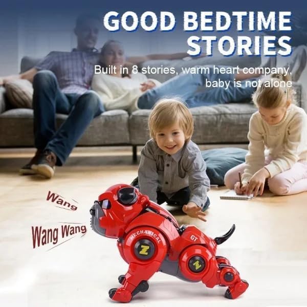 Relizaa Robot Dog for Kids, Remote Control Robot Rechargeable Programing Stunt Robo Dog with Sing, Dance, Touch Function, Robotic Dog Toy for Boys Ages 5+ Birthday Gifts, Red(Stunt Dog Pet Red)