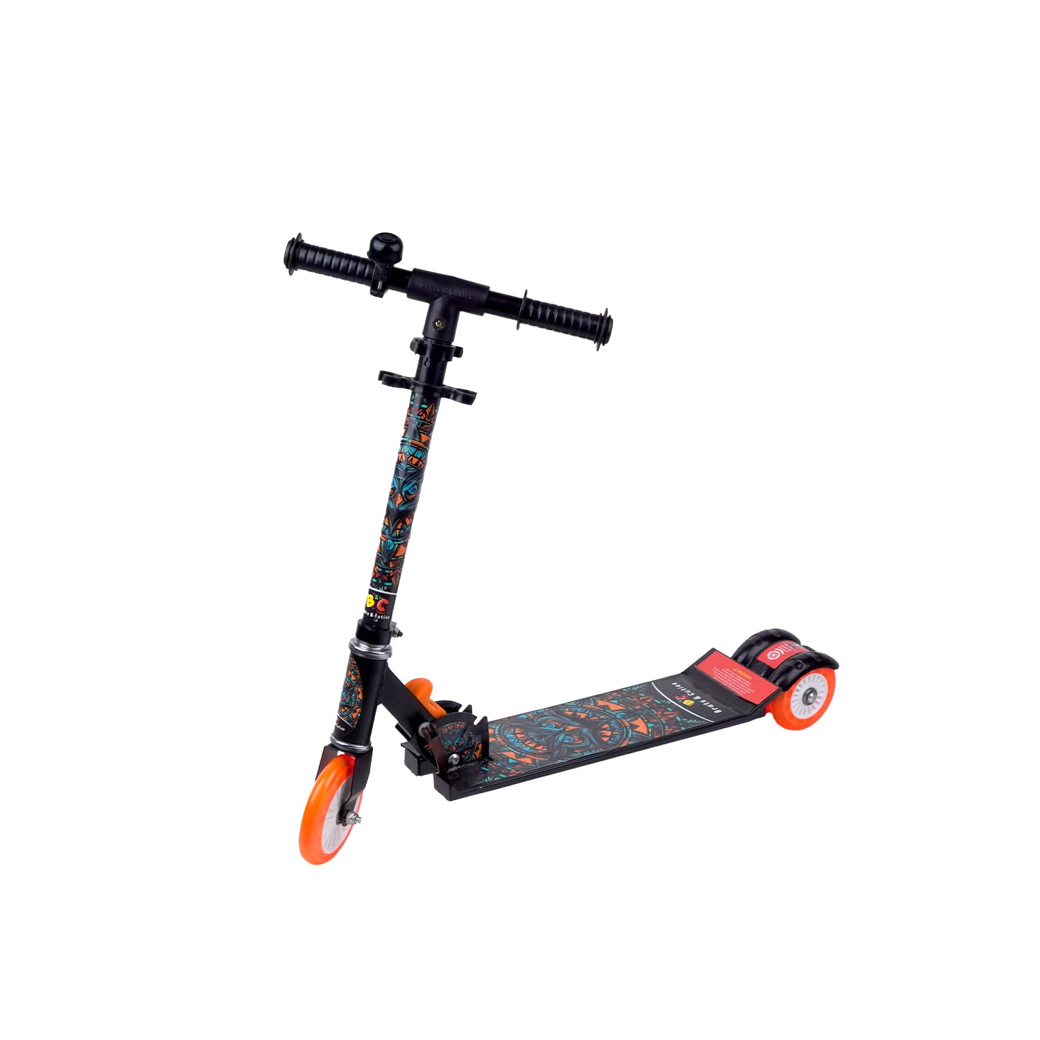 Brats & Cuties Road Runner Alpha MS Scooter for Kids of 3 to 14 Years Skating Kids Kick Scooters with Ting Ting Bell - Weight Capacity utpo 35Kgs (Black)