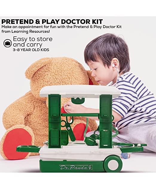 Sunil Enterprise | Deluxe Doctor Set Convertible Suitcase , Portable Role Play Toy Set with Accessories- Panda Green for Age 3+ (Doctor Set)