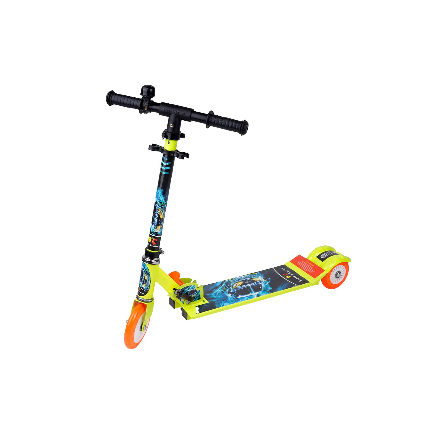 Brats & Cuties Road Runner Alpha MS Scooter for Kids of 3 to 14 Years Skating Kids Kick Scooters with Ting Ting Bell - Weight Capacity utpo 35Kgs (Black)