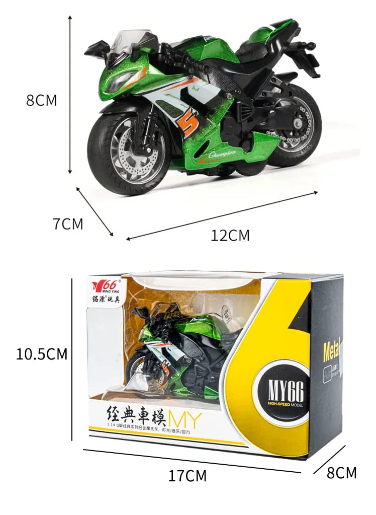 PLUSPOINT Diecast Motorcycle Toy Bike Scale Model Pull Back Vehicles Alloy Simulation Superbike Alloy Tank, Look Alike Models Also for Car Dashboard, Kids, Adult