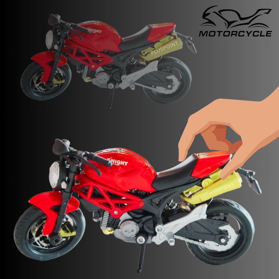 PLUSPOINT Diecast Motorcycle Toy Bike Scale Model Pull Back Vehicles Alloy Simulation Superbike Alloy Tank, Look Alike Models Also for Car Dashboard, Kids, Adult