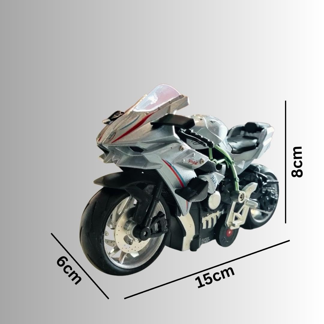 PLUSPOINT Diecast Motorcycle Toy Bike Scale Model Pull Back Vehicles Alloy Simulation Superbike Alloy Tank, Look Alike Models Also for Car Dashboard, Kids, Adult