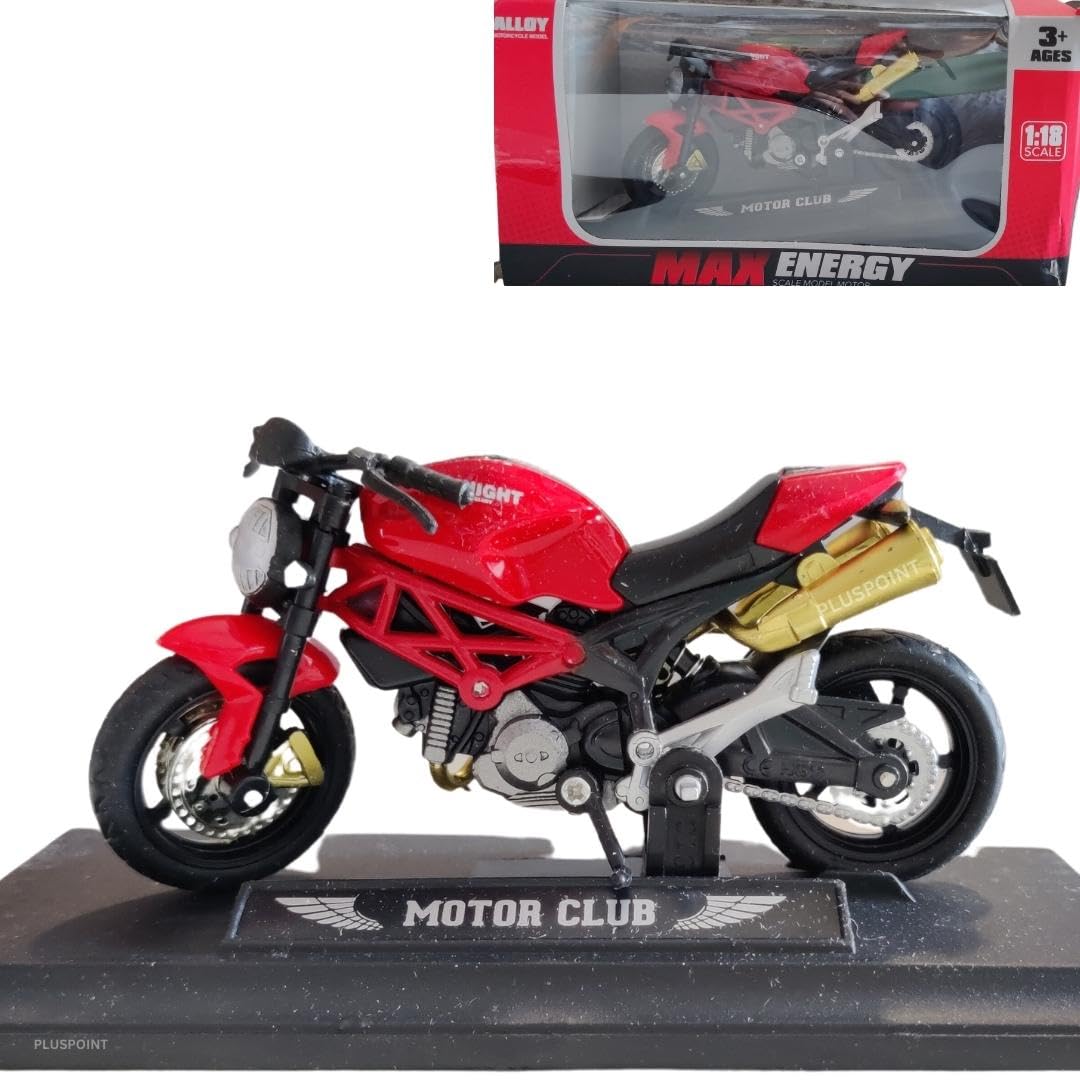 PLUSPOINT Diecast Motorcycle Toy Bike Scale Model Pull Back Vehicles Alloy Simulation Superbike Alloy Tank, Look Alike Models Also for Car Dashboard, Kids, Adult