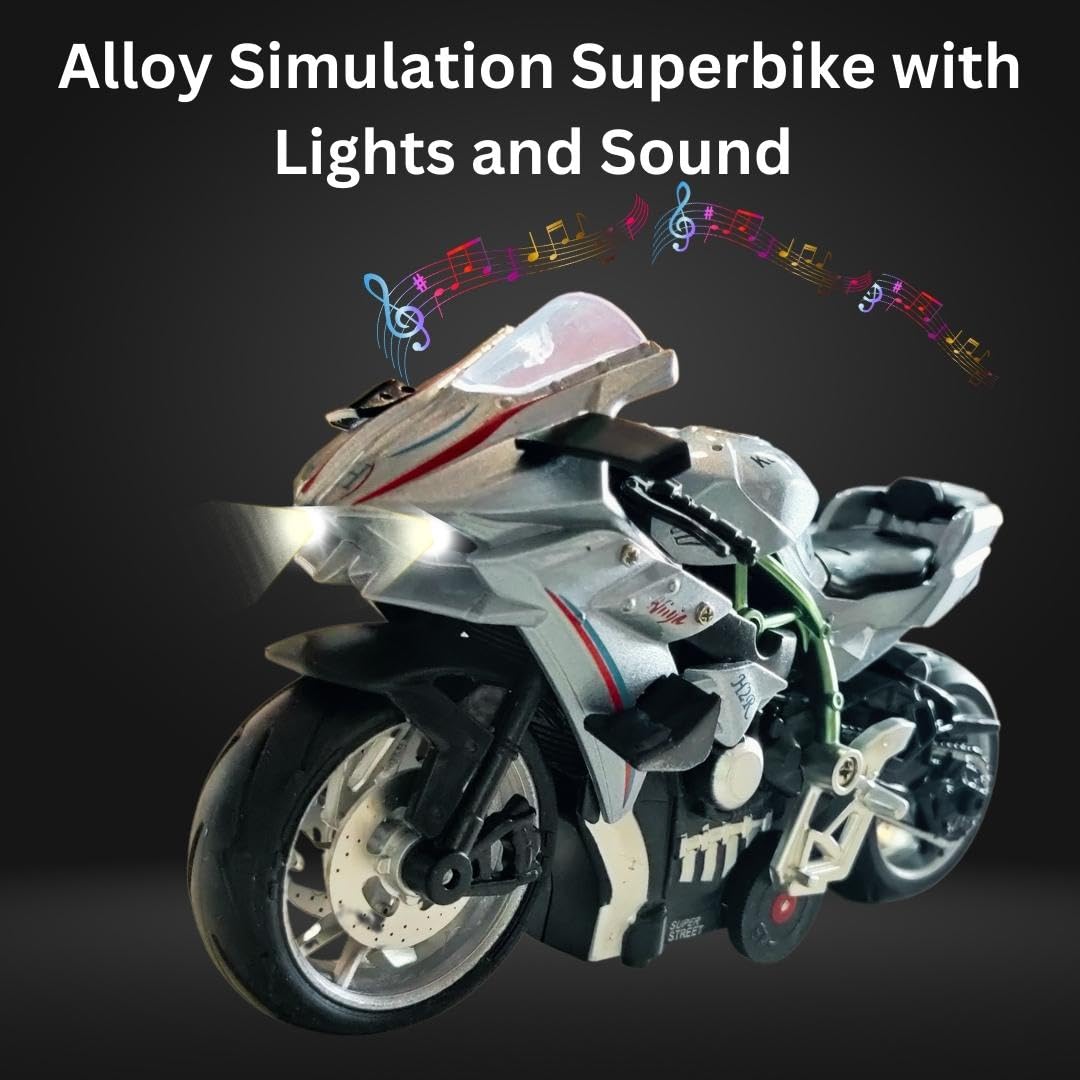 PLUSPOINT Diecast Motorcycle Toy Bike Scale Model Pull Back Vehicles Alloy Simulation Superbike Alloy Tank, Look Alike Models Also for Car Dashboard, Kids, Adult