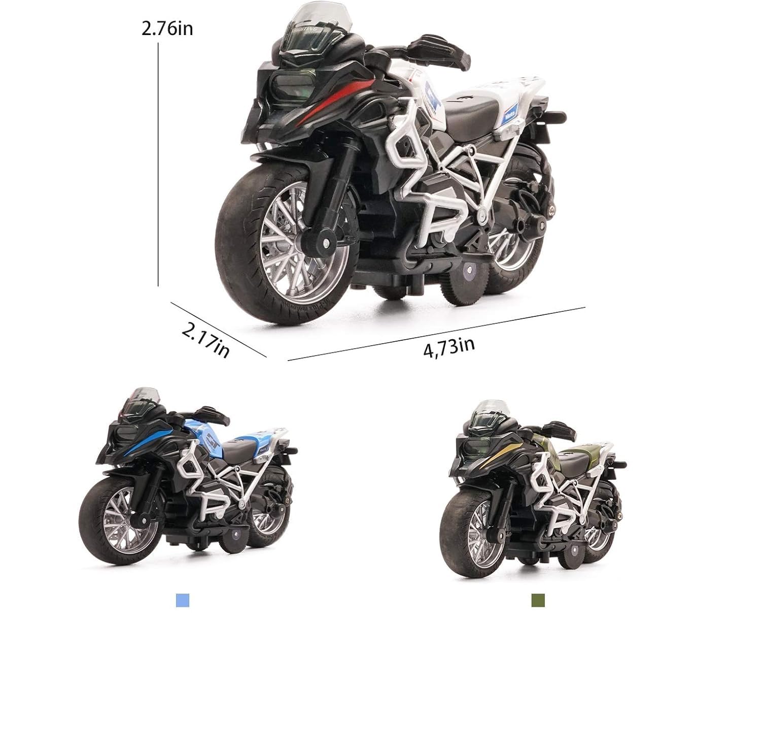 PLUSPOINT Diecast Motorcycle Toy Bike Scale Model Pull Back Vehicles Alloy Simulation Superbike Alloy Tank, Look Alike Models Also for Car Dashboard, Kids, Adult