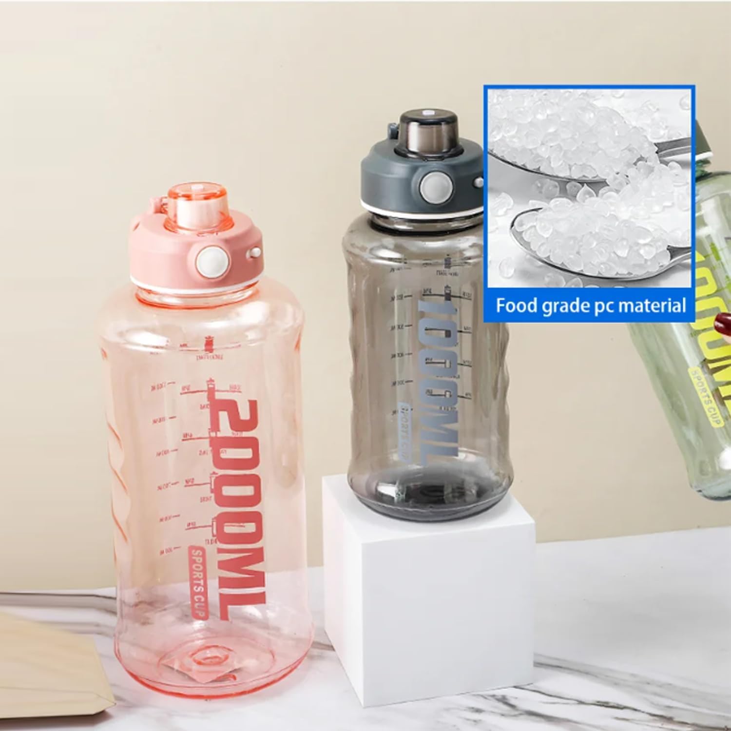 SADVIDHYA Plastic 2 L Capacity Belt Straw Transparent Motivational Water Bottles With Time Marker Leak Proof & Break-Proof, Best Usage For Office/College/Gym/Travel Bottle Bpa-Free Fitness Sports