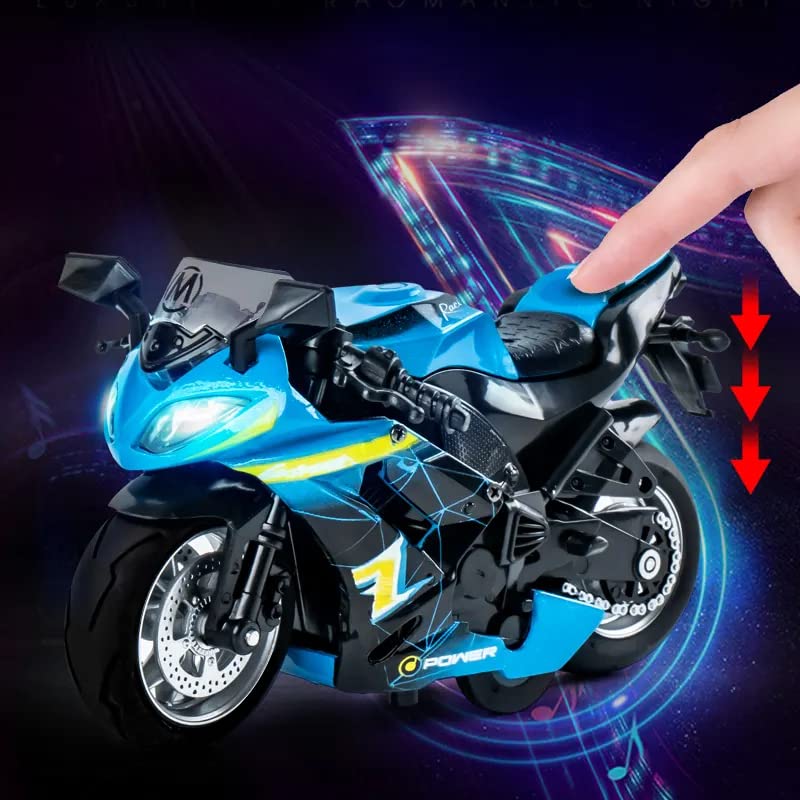 PLUSPOINT Diecast Motorcycle Toy Bike Scale Model Pull Back Vehicles Alloy Simulation Superbike Alloy Tank, Look Alike Models Also for Car Dashboard, Kids, Adult