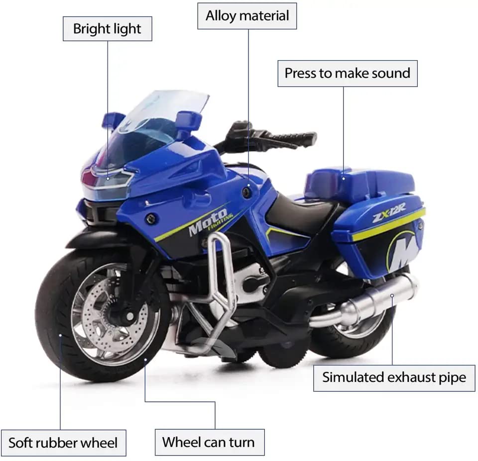 PLUSPOINT Diecast Motorcycle Toy Bike Scale Model Pull Back Vehicles Alloy Simulation Superbike Alloy Tank, Look Alike Models Also for Car Dashboard, Kids, Adult