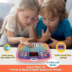 GRAPHENE® Educational Learning Kids Laptop Tablet Computer Plus Piano with led Screen Music Fun Toy Activities for Kids Toddlers 1 2 3 4 5 6 + Year Old albhabet Words Sound a b c 1 2 3