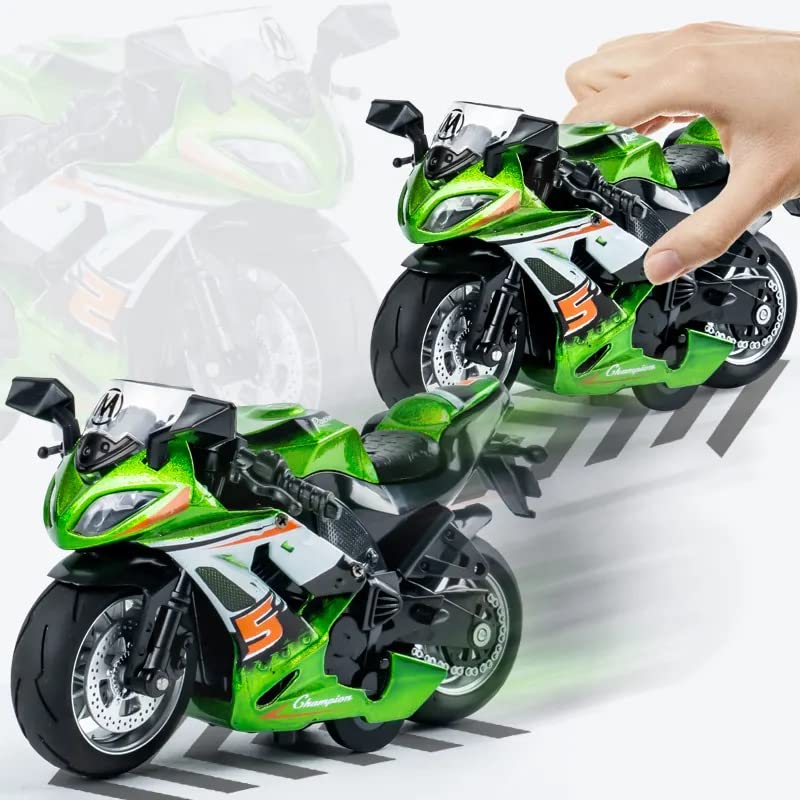 PLUSPOINT Diecast Motorcycle Toy Bike Scale Model Pull Back Vehicles Alloy Simulation Superbike Alloy Tank, Look Alike Models Also for Car Dashboard, Kids, Adult