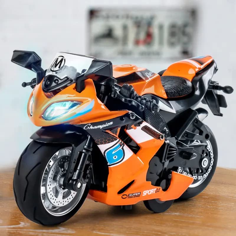 PLUSPOINT Diecast Motorcycle Toy Bike Scale Model Pull Back Vehicles Alloy Simulation Superbike Alloy Tank, Look Alike Models Also for Car Dashboard, Kids, Adult