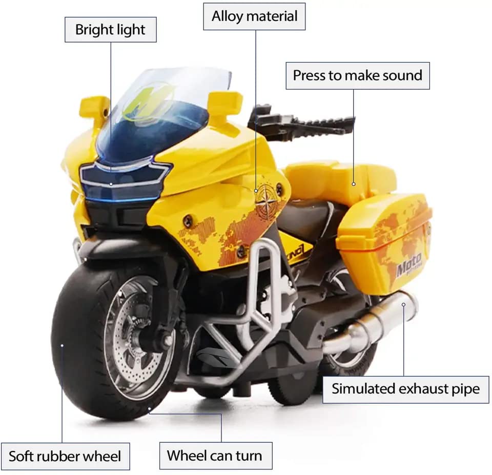 PLUSPOINT Diecast Motorcycle Toy Bike Scale Model Pull Back Vehicles Alloy Simulation Superbike Alloy Tank, Look Alike Models Also for Car Dashboard, Kids, Adult