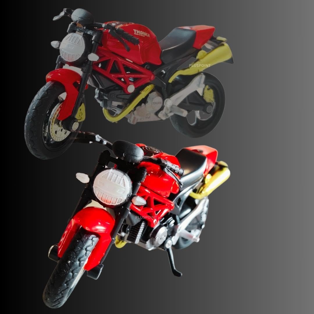 PLUSPOINT Diecast Motorcycle Toy Bike Scale Model Pull Back Vehicles Alloy Simulation Superbike Alloy Tank, Look Alike Models Also for Car Dashboard, Kids, Adult