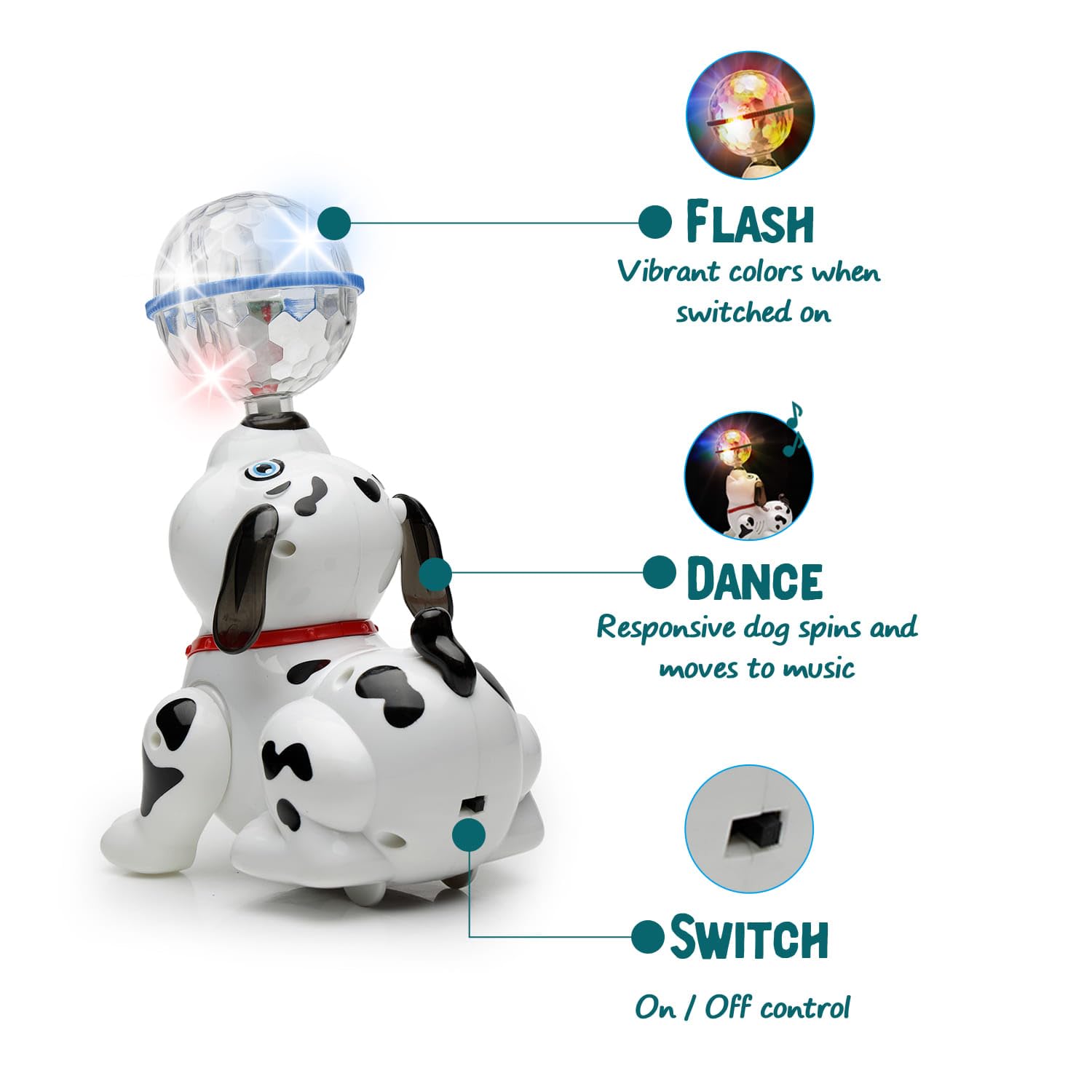 Gooyo 360 ° Rotating Dancing Dog Toy with LED Flashing Lights & Dynamic Sound for Kids