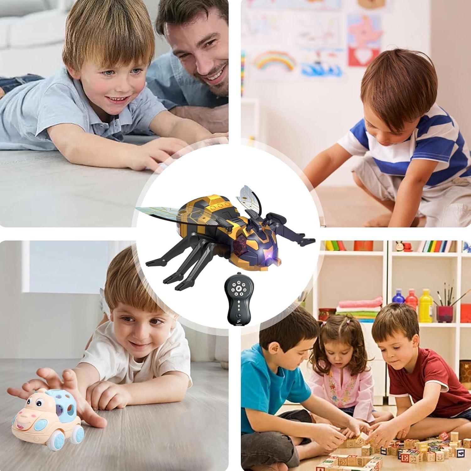 Ramokdu Remote Control BEE, Realistic Robot Bee with Spray/Lights/Music Effect, Kids Wireless Remote Control Toy, Gifts for 8 9 10 11 12 Year Old Kids, Birthday Party Joke Pranks