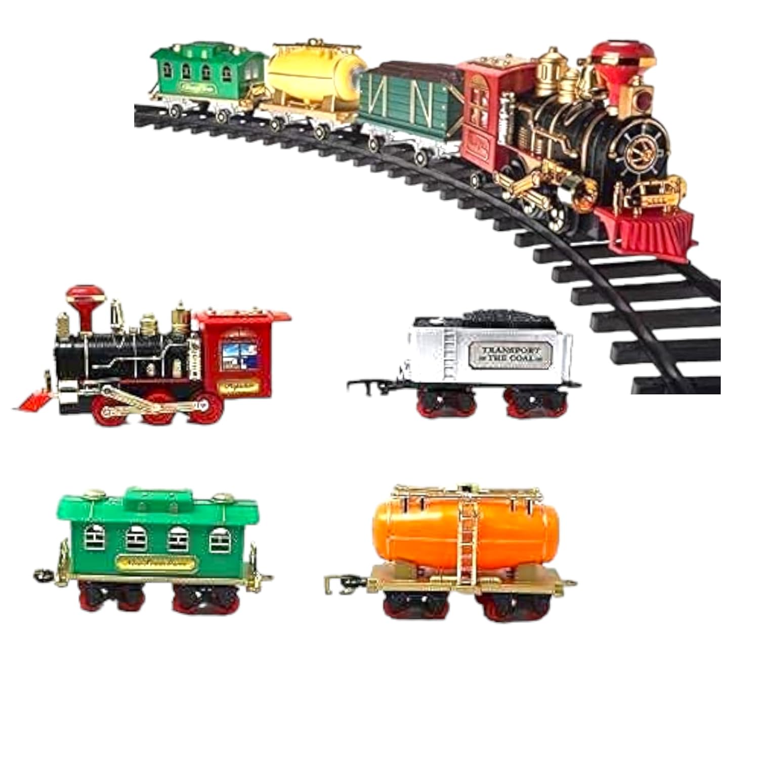 ChooChoo Super Classical Toy Train Royal Train Model,Battery Operated,Emits Real Smoke with Light & Sound Track Set for Kids of 4+