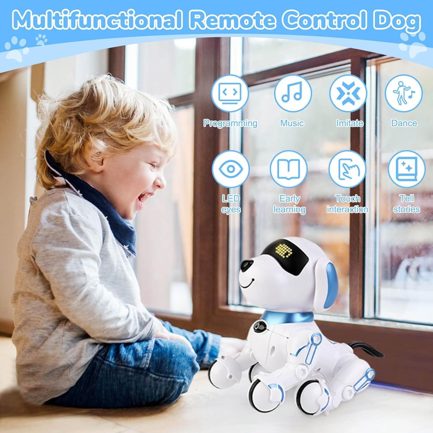 Relizaa Robot Dog for Kids, Remote Control Robot Rechargeable Programing Stunt Robo Dog with Sing, Dance, Touch Function, Robotic Dog Toy for Boys Ages 5+ Birthday Gifts, Red(Stunt Dog Pet Red)