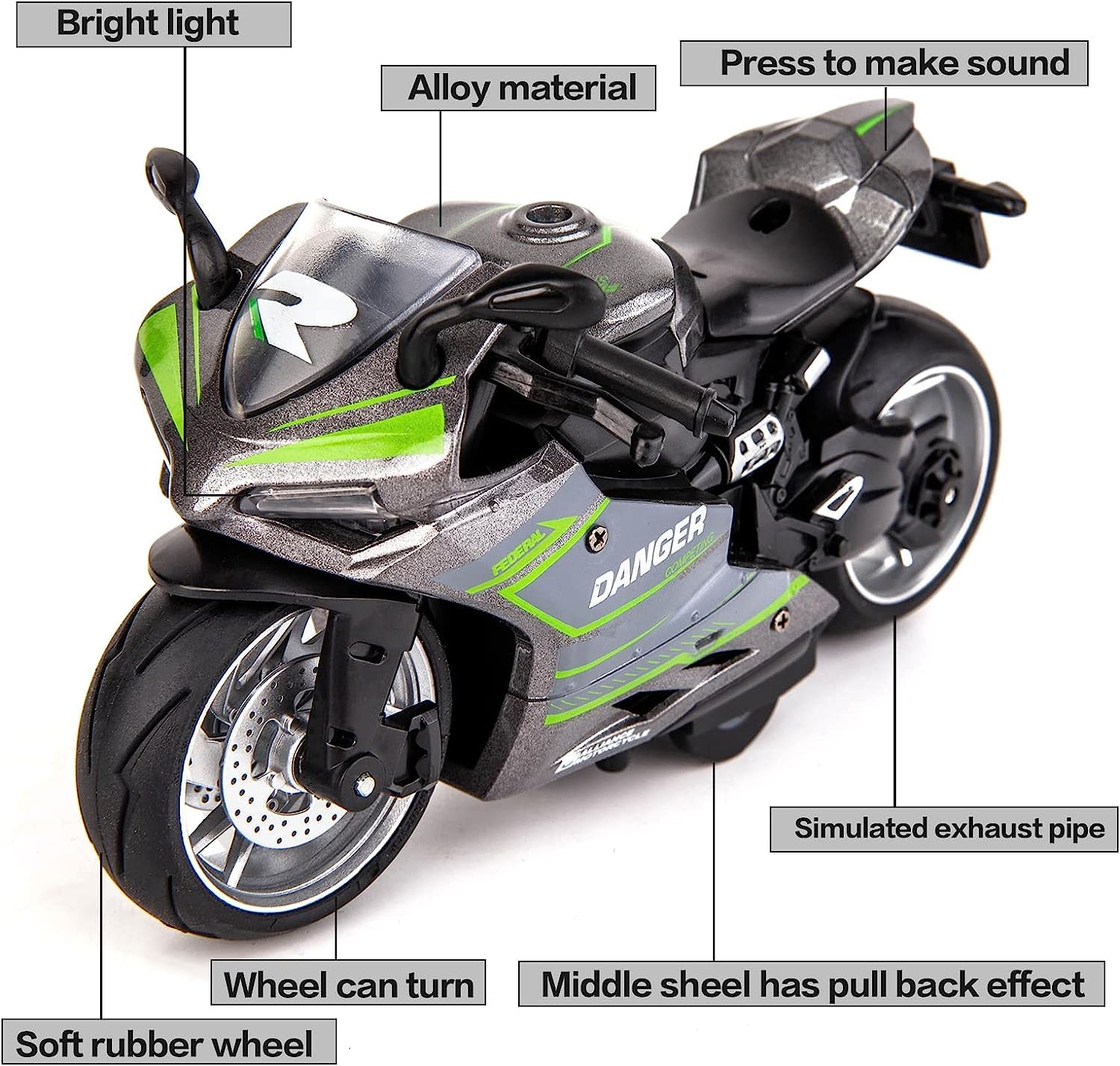 PLUSPOINT Diecast Motorcycle Toy Bike Scale Model Pull Back Vehicles Alloy Simulation Superbike Alloy Tank, Look Alike Models Also for Car Dashboard, Kids, Adult