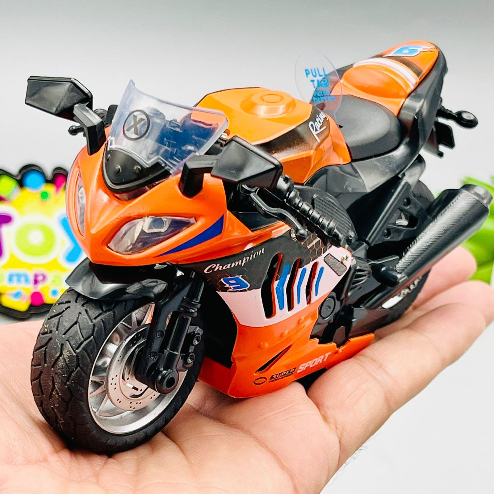 PLUSPOINT Diecast Motorcycle Toy Bike Scale Model Pull Back Vehicles Alloy Simulation Superbike Alloy Tank, Look Alike Models Also for Car Dashboard, Kids, Adult