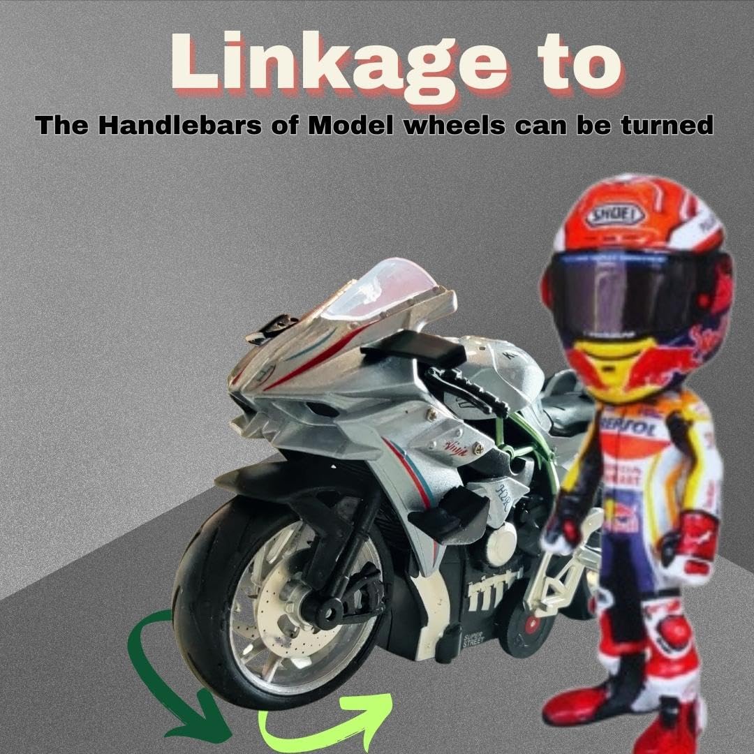 PLUSPOINT Diecast Motorcycle Toy Bike Scale Model Pull Back Vehicles Alloy Simulation Superbike Alloy Tank, Look Alike Models Also for Car Dashboard, Kids, Adult