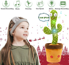 VEBETO Dancing Cactus Toy for Kids (1 Year Warranty) Talking Singing Children Baby Plush Electronic Toys Voice Recording Repeats What You Say LED Lights