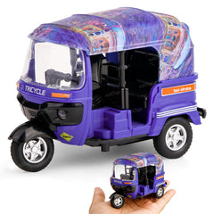 Zest 4 Toyz Auto Rickshaw Toy for Kids with Pull Back Action |Tricycle Vehicle Toys Movable Handle for Girls and Boys- Purple