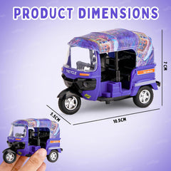 Zest 4 Toyz Auto Rickshaw Toy for Kids with Pull Back Action |Tricycle Vehicle Toys Movable Handle for Girls and Boys- Purple